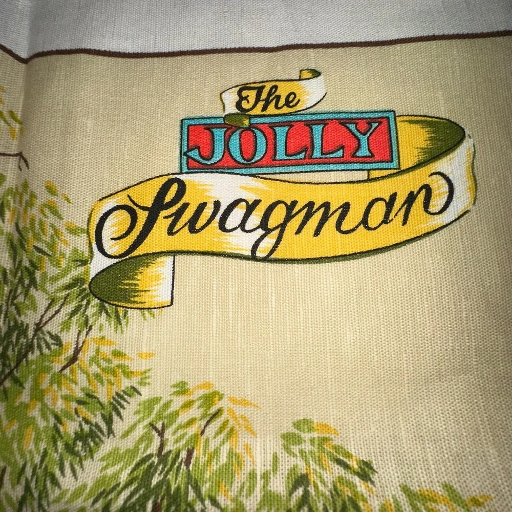 Vintage Tea‎ Towel ROSS Retro Australian The Jolly Swagman Linen Cotton Unused